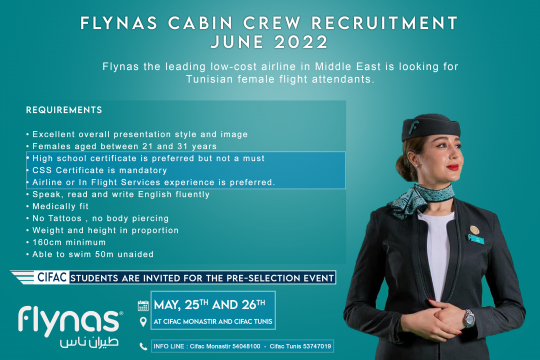 FLYNAS EVENT RECRUITMENT TUNIS JUNE 2022